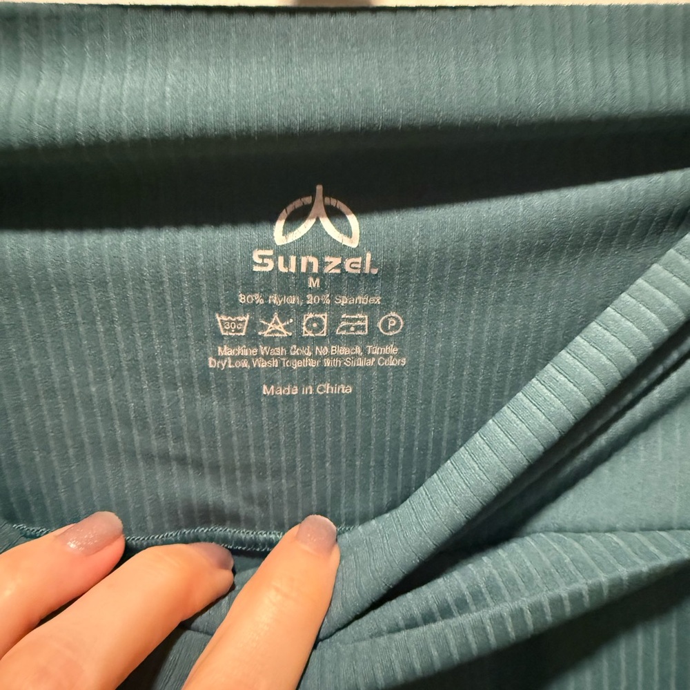 Sunzel Teal Ribbed Flare Yoga Pants